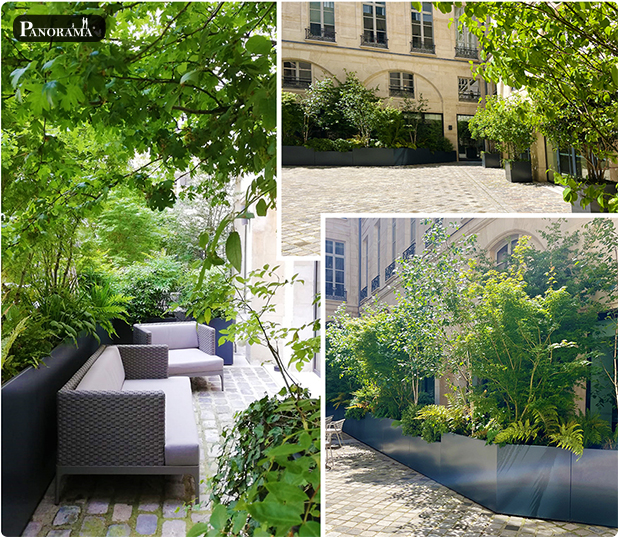 carré concorde place de la concorde bacs sur mesure aluminium végétaux végétaliser cour panorama terrasses Paris